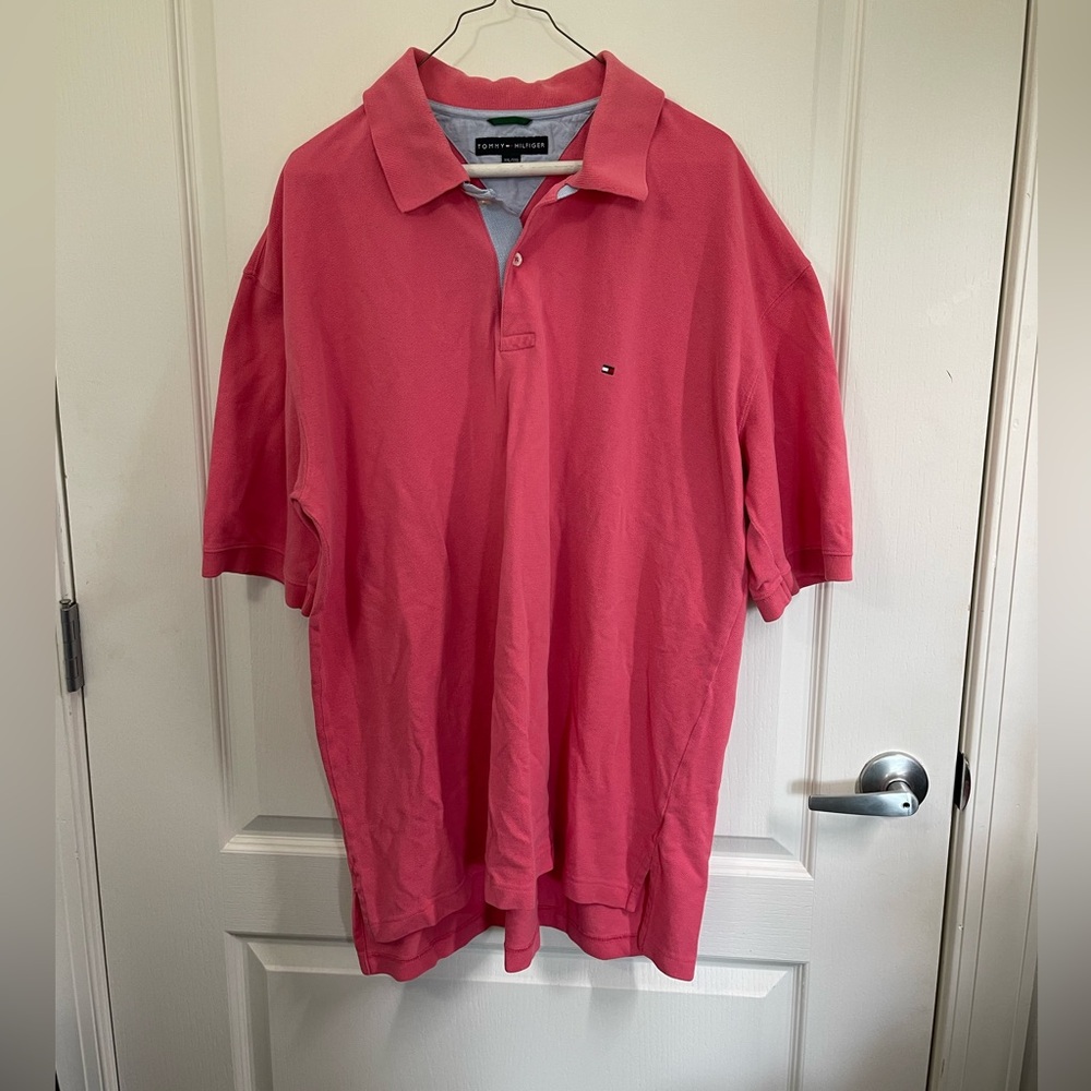 Tommy Hilfiger Men's Polo Shirt XXL Coral Pink Short Sleeve (sku456)